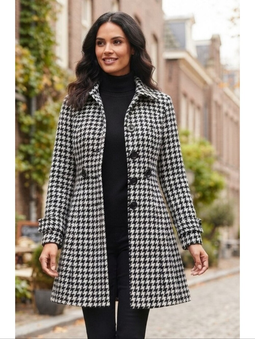George Houndstooth Coat Black & White Size M (7-8)